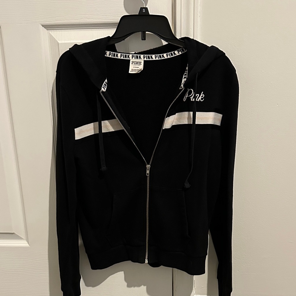 PINK Victoria's Secret Black Top with White Logo Trim